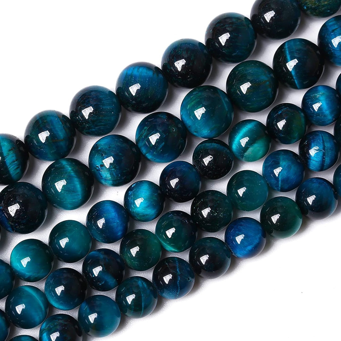 Blue Tiger Eye Gemstone Loose Beads Natural Round Loose Stone Beads for Jewelry Making DIY Bracelet Necklace Earrings 8mm 48pcs 1 Strand 15" (Blue Tiger Eye, 8mm)