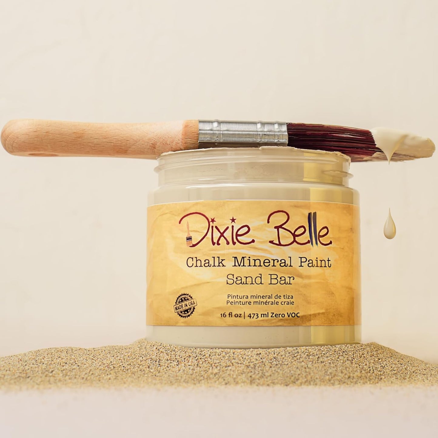 Dixie Belle Paint Company Chalk Finish Furniture Paint - Sand Bar (1 Gallon - 128oz) - Matte Neutral Tan Chic Chalk Mineral - DIY Furniture