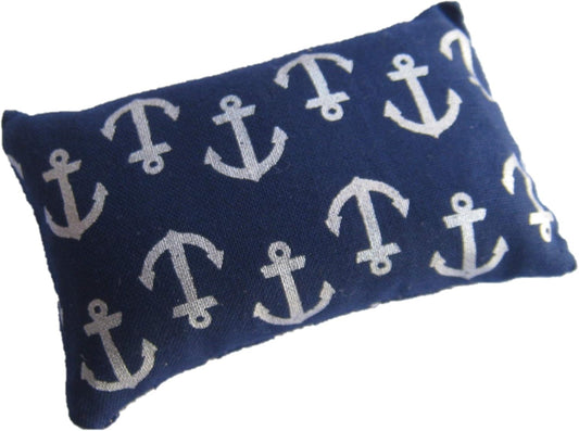 Abrasive Emery Pin Cushion for Sewing - Keep Your Needles Clean and Sharp - Handmade in USA (2"x3",Silver Metallic Anchor on Navy Blue Background)