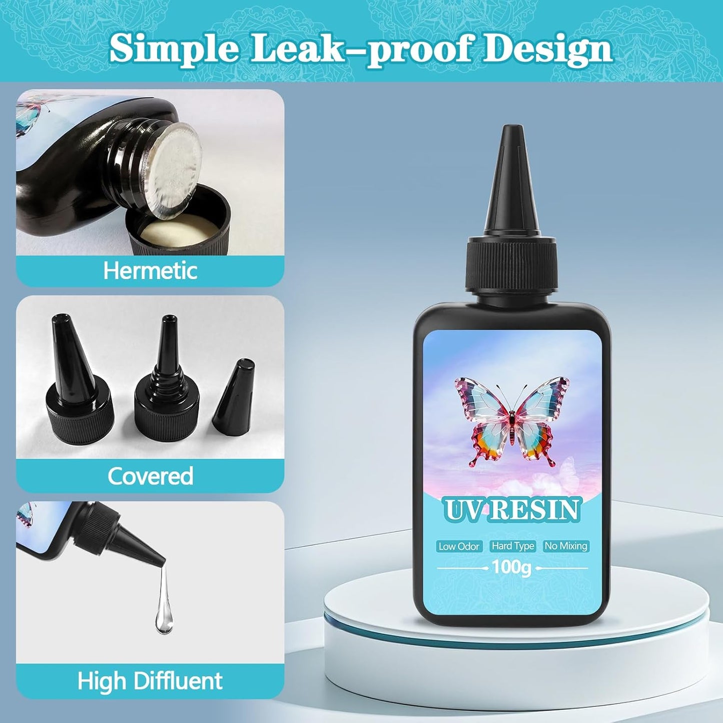 EKACO UV Resin, 400g UV Epoxy Resin Type Fast Curing Premixed Low Odor Super Clear Hard UV Epoxy for DIY Craft Decorations, Beginners Jewelry Making and Resin Art