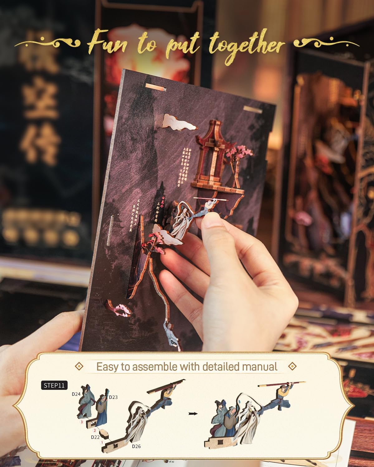 CUTEBEE Book Nook Kit, DIY Booknook Miniature House Tiny House 3D Wooden Puzzle Dollhouse Kit for Adults and Teens, Bookshelf Insert Decor, DIY Craft Gift Model Build