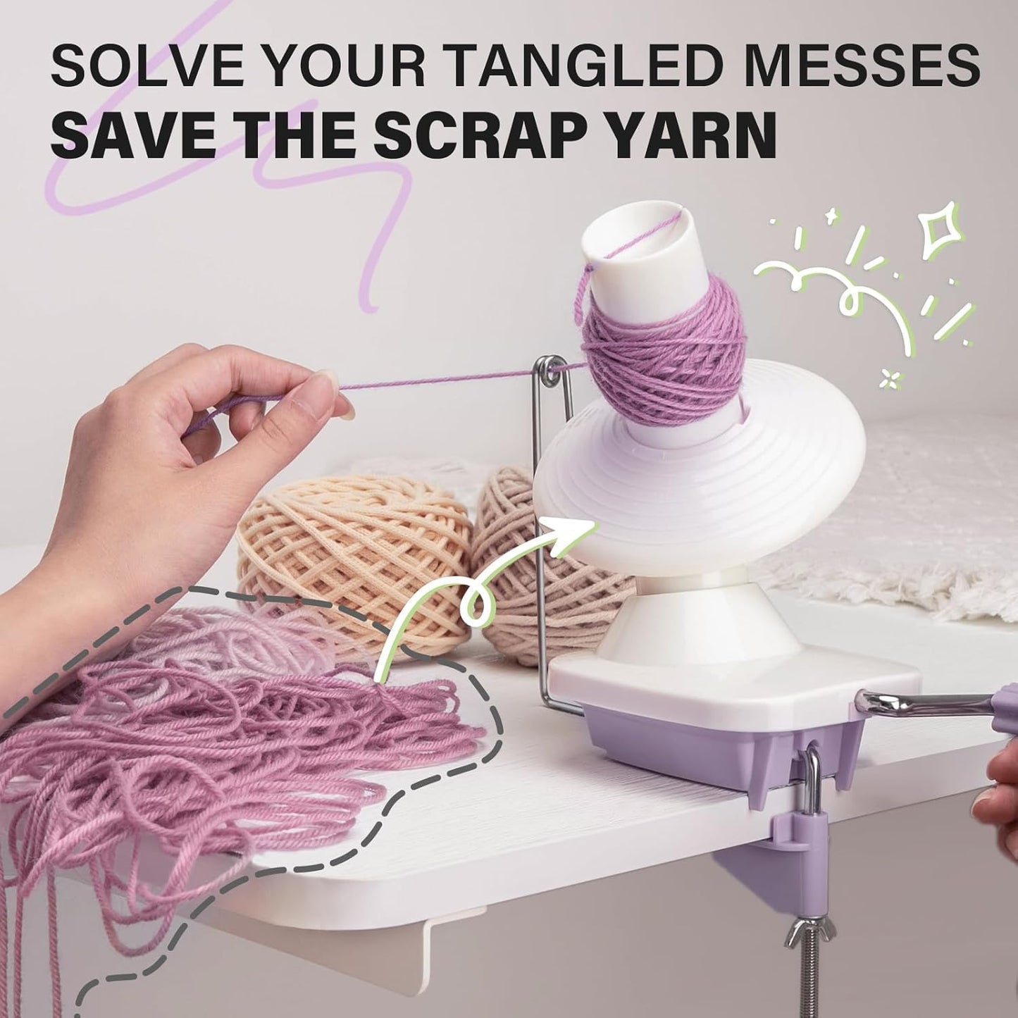 INMAKER Yarn Winder, Ball Winder for Crocheting & Knitting, Quick Install Portable Yarn Spinner, Essential Tool for Crafting Enthusiasts