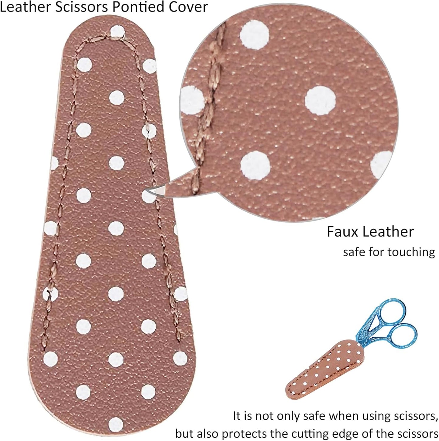 BIHRTC 4.5Inch Small Sewing Scissors Stainless Steel Sharp Tip Scissors with Leather Protect Cover for Embroidery Craft Needle Work Art Work Handcraft Threading