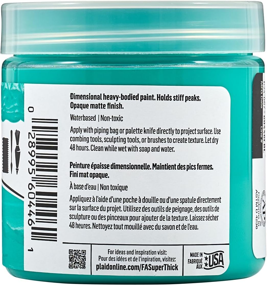 FolkArt Super Thick Acrylic Paint with a Textured Finish, Turquoise, 4 oz