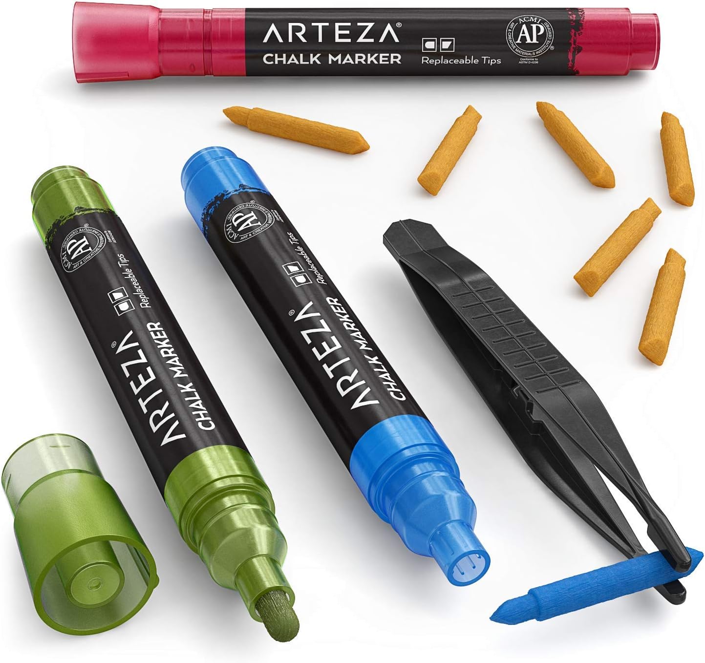 ARTEZA Liquid Chalk Markers, 42 Colors Pack with 50 Chalkboard Labels, Fine Tip Chalk Pens for Blackboard, Whiteboard, Windows, Mirrors, Glass