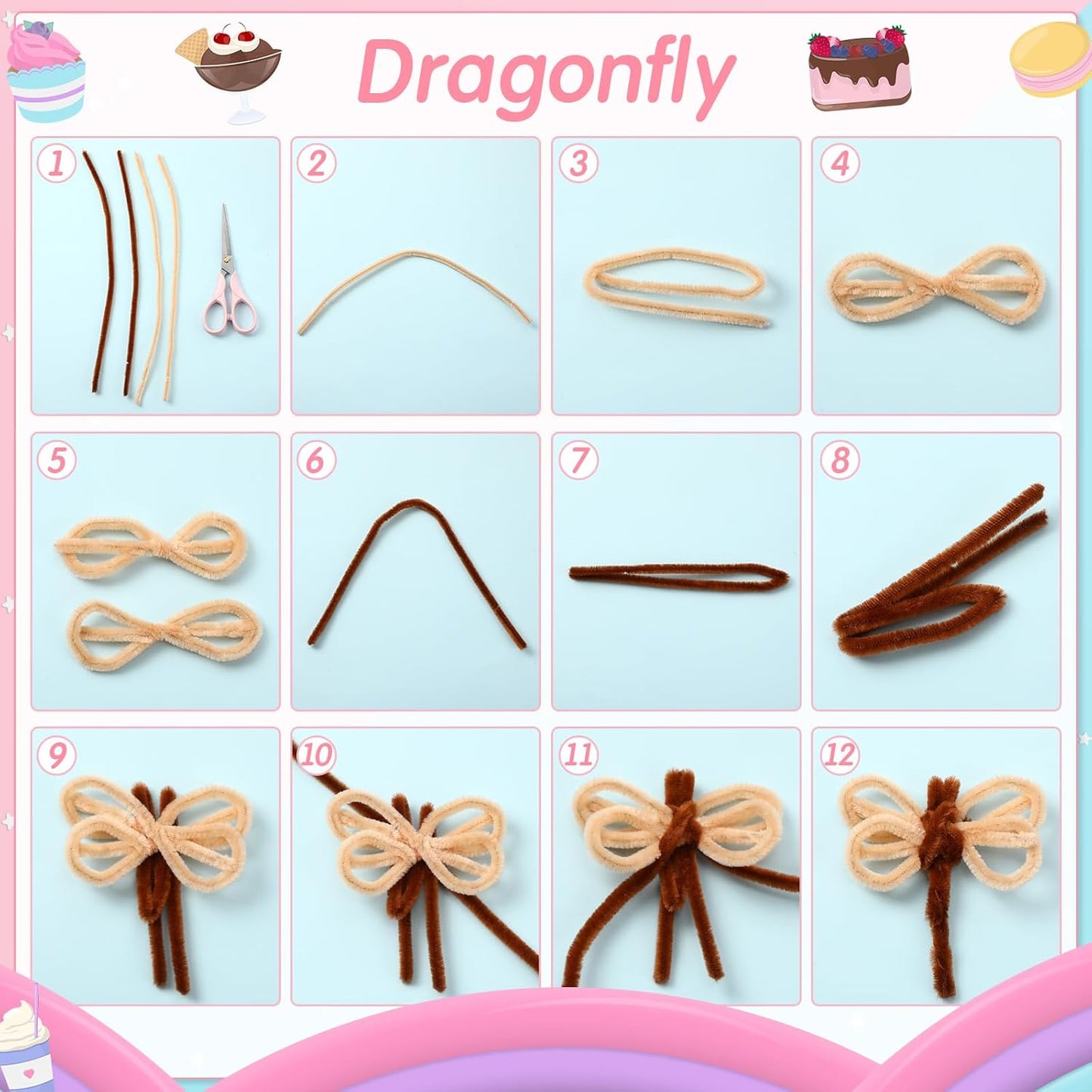 DaisyInner 700 Pcs Halloween Fall Pipe Cleaners Craft Bulk Pastel Chenille Stems Flower DIY Gradient Colored Fluffy for School Classroom Thanksgiving Christmas Party Supplies(Brown Boho Color)