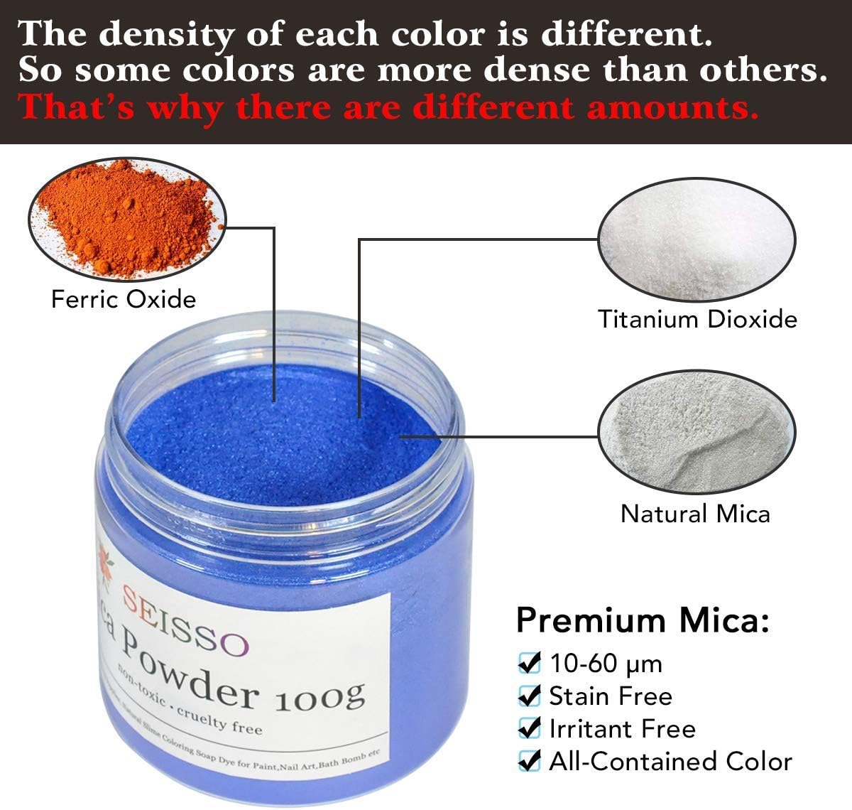 Blue Mica Powder for Epoxy Resin 3.5 oz /100g Powdered Pigment for Soap Colorant Bath Bomb Dye, Cosmetic Grade for Lip Gloss, Acrylic Nails Polish, Craft Projects