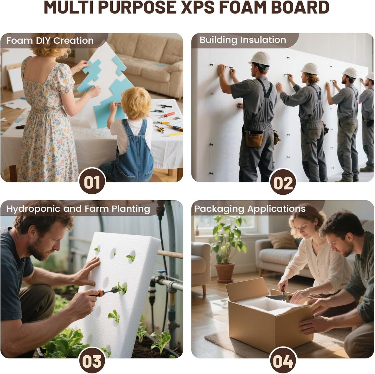 Gvereld High Density XPS Foam Board,2 Pack 15.6x11.7X 2in Polystyrene Craft Foam Sheets, Rigid and Easy to Shape,DIY Modeling Art Projects, Party Decoration, Cosplay Prop Production, Heat Insulation