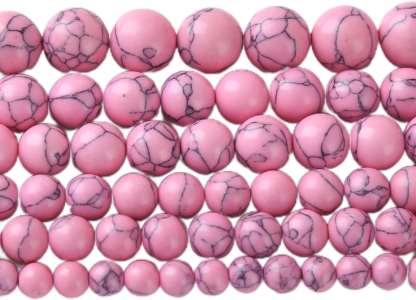 60pcs 6mm Pink Turquoise Beads Natural Stone Round Loose Spacer Beads for Jewelry Making DIY Bracelet Necklace 1 Strand 15inch