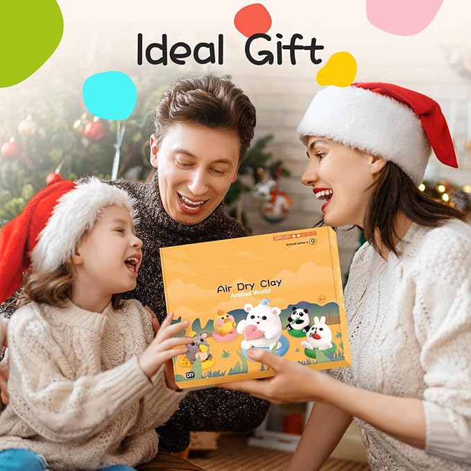 Air Dry Clay Kit for Kids, Modeling Clay, 9 Animals Model Magic Clay with Sculpting Tools and Tutorials, Ultra Light Soft Clay Set, Arts Crafts Toy Gift, Christmas Birthday Party Favors for Boys Girls
