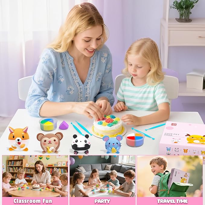 Air Dry Clay for Kids - Modeling Clay Kits, Ultra Light & Soft, Safe & Non-Toxic, 12 Boxes DIY Model Magic Clay with Sculpting Tools & Tutorials, Individual Packs, Creative Art Crafts Toys Gifts