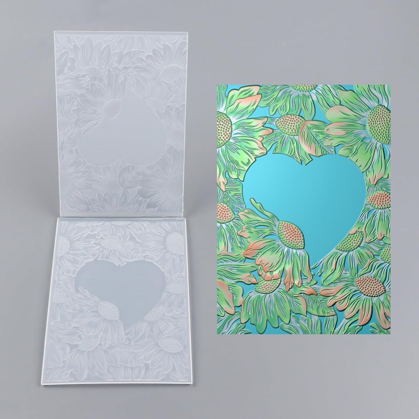BAOFALI 3D Embossing Folder for Card Making Heart Leaves Background Plastic Textures Fades Embossing Folder Template for Paper Crafting Handmade Crafts Wedding Valentine's Day Scrapbook Card Decorati