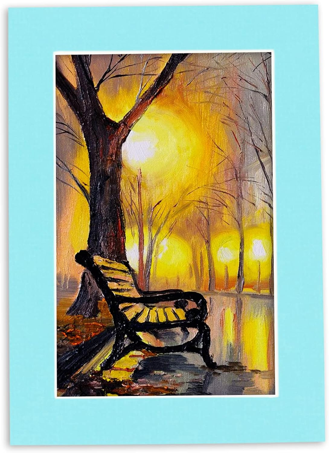 11x14 Mat Bevel Cut for 8.5x11 Photos - Acid Free Aquamarine Blue Precut Matboard With Backing Board and Crystal Clear, Self Seal Mat Bag - For Pictures, Framing - 4-ply Thickness