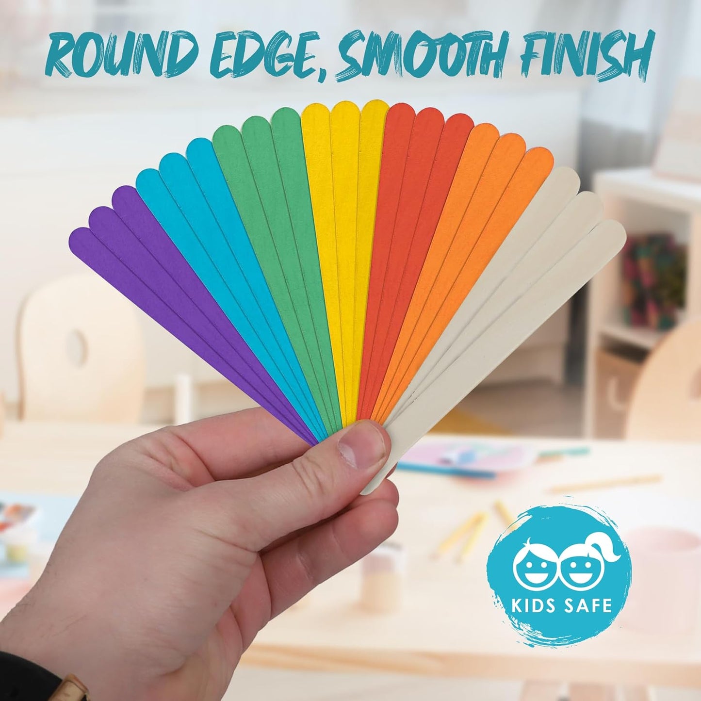 Darice Popsicle Sticks for Crafts, 4.5" 1000 Pcs Combo - 500 Pcs Colored Wooden Rainbow Craft Sticks - 500 Pcs Natural Color Waxing Sticks - Classroom Supplies, STEM DIY Art, Ages 3+