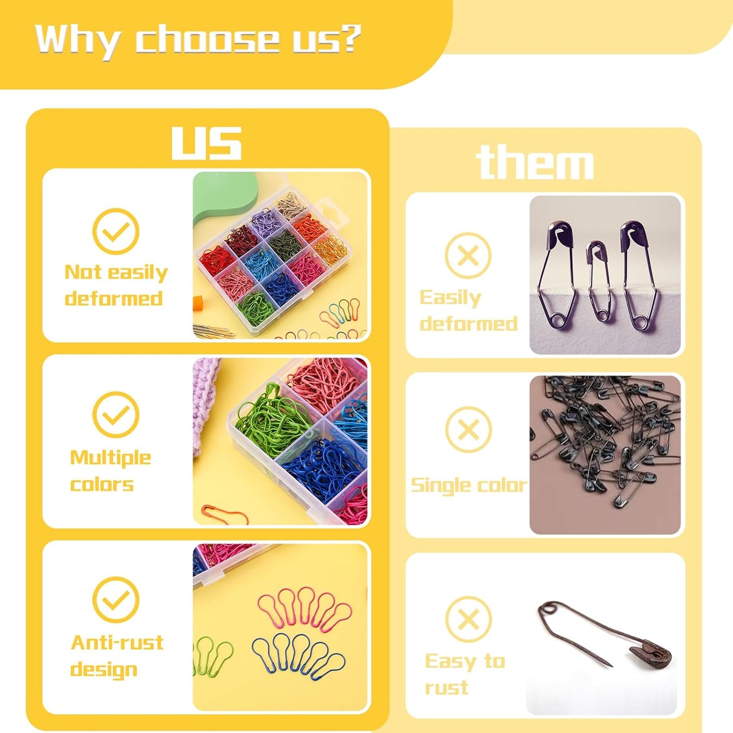 Kollase Crochet Markers, Metal Stitch Markers for Knitting and Crocheting, Accessories and Supplies (M-600 pcs)