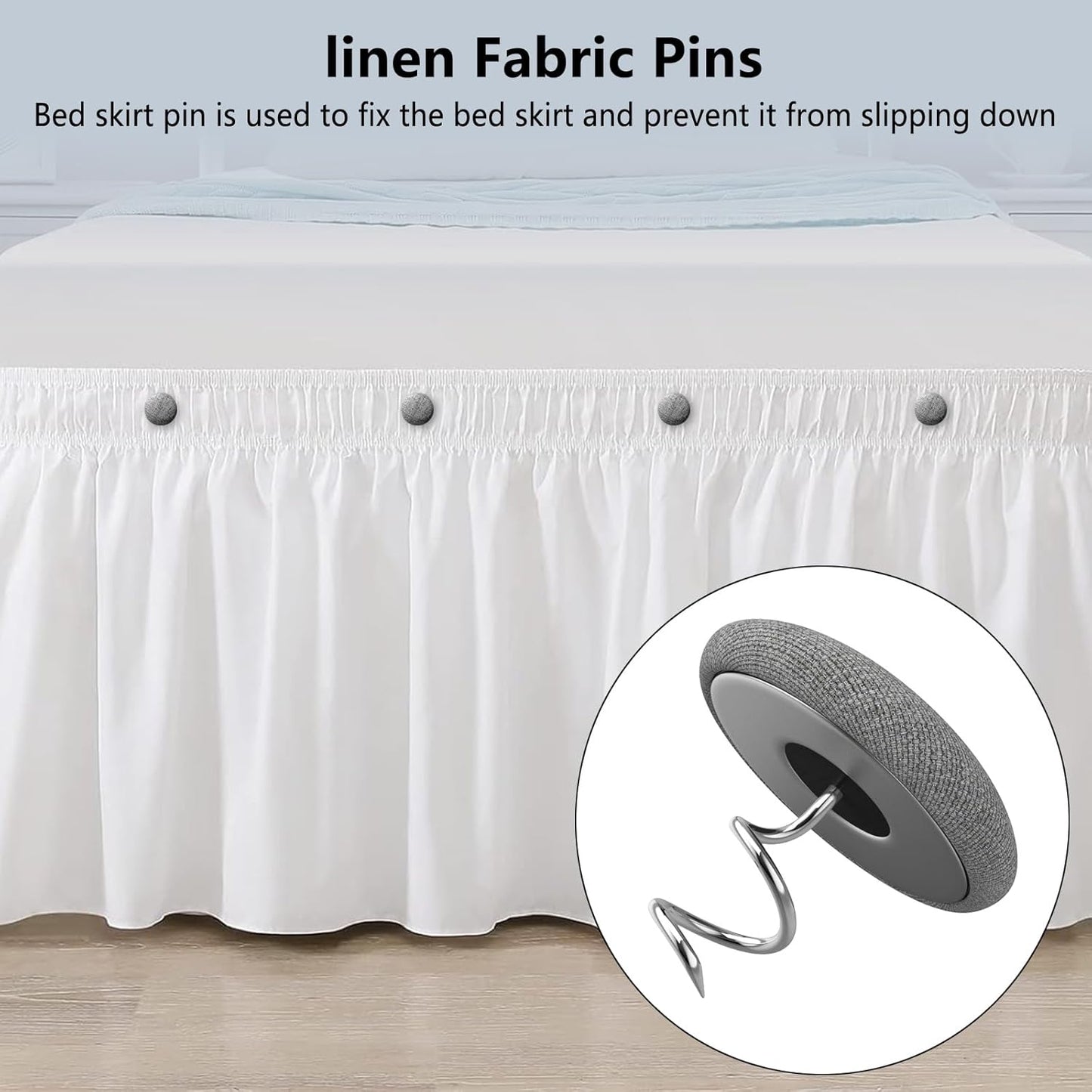 12 Colors Fabric Covered Button Twist Pins Dust Ruffle Pins- for Sofa，Upholstery，Armchair Caddies, Armrest Covers,Bed Skirts, Slipcovers, Headliners (Medium Gray, 12)