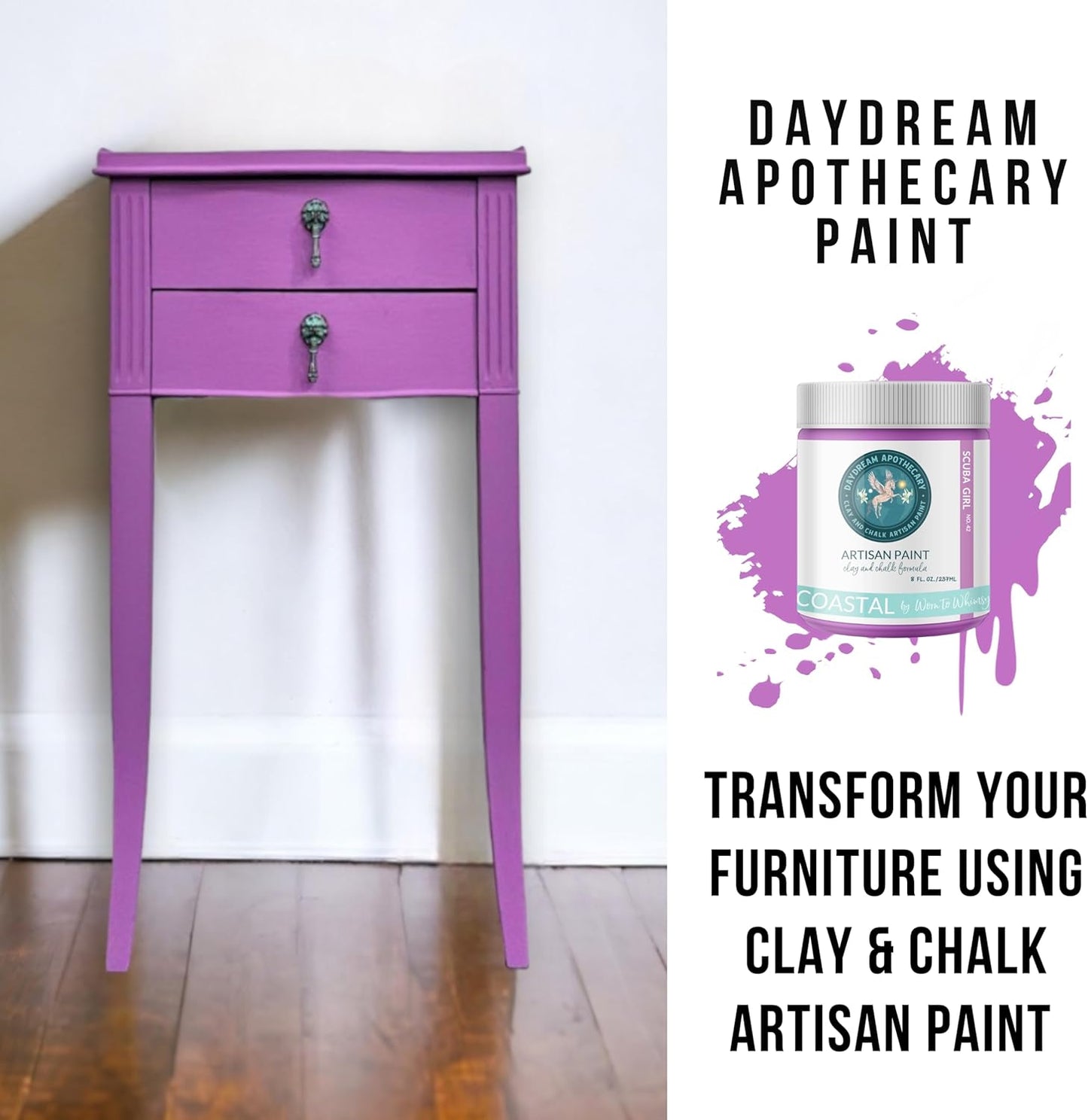 Daydream Apothecary Premium Chalk Style Paint for Furniture, Home Décor, Wood, DIY Interior Projects, Quick Dry, No Prep or Prime Needed, Matte Purple - 8oz