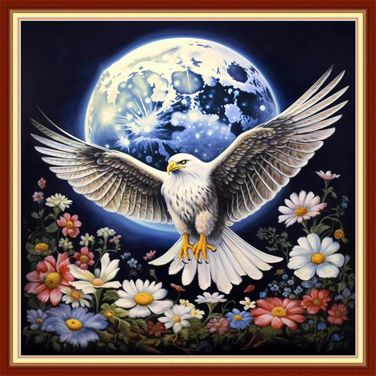 Foxdiviy Stamped Cross Stitch Kits Full Range of Embroidery Needlework Starter Kits for Beginners Adults 11CT Embroidery Patterns Art Crafts DIY Needlepoint Kits-White Headed Eagle 18x18 inch
