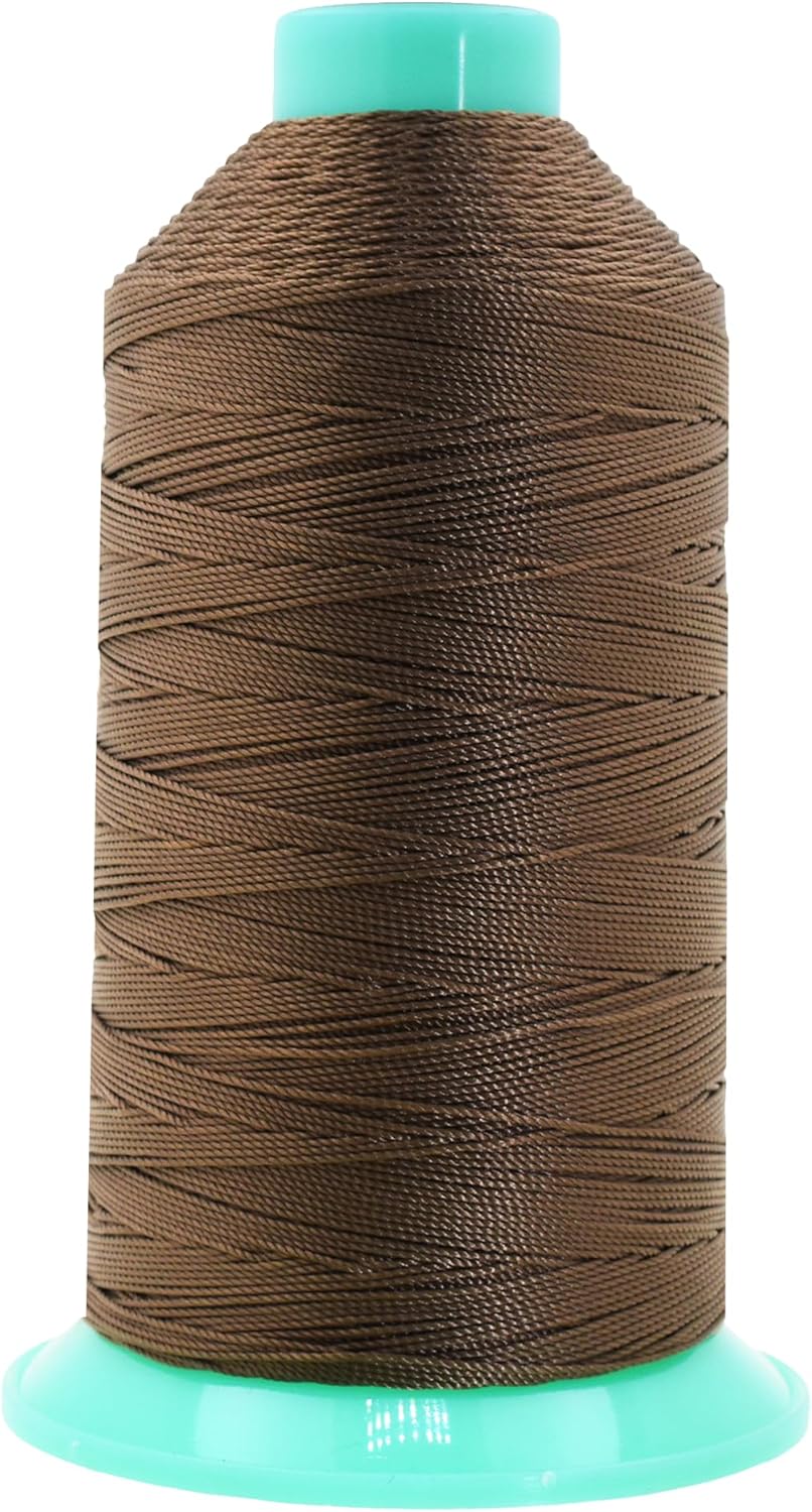 Mandala Crafts Bonded Nylon Thread Coyote Brown Heavy Duty Sewing Threads - 800 YDs Size 277 840D T270 Tex 270 Thread for Leather Jeans Weaving Outdoor Marine Upholstery Threads