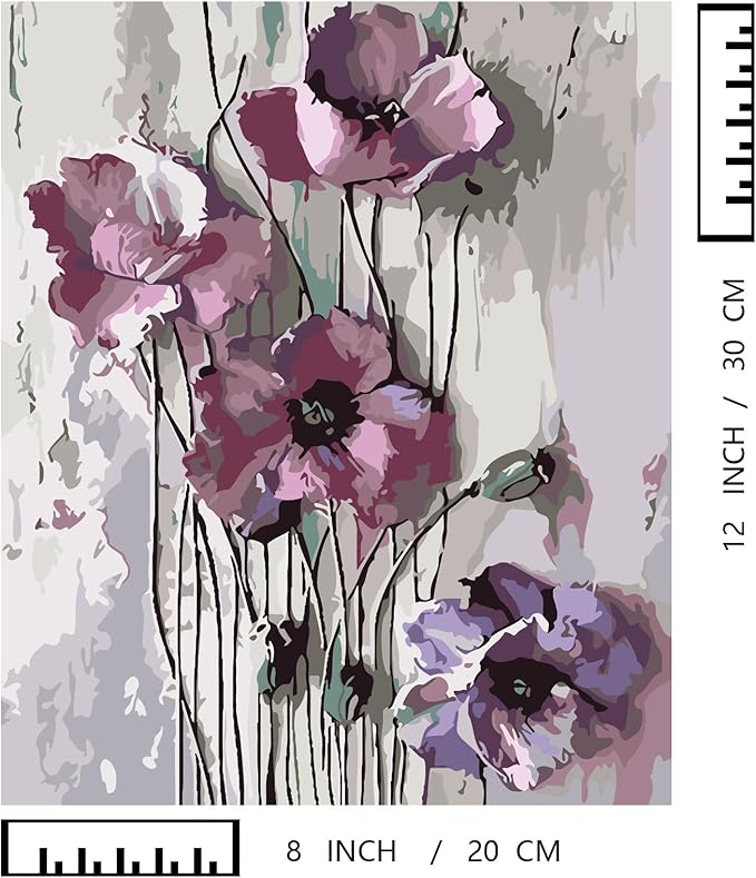 BAISITE Paint by Numbers Kit for Adults Beginners,8" Wx12 L 2 Pack Canvas for Painting Kits for Adults in Colorful Box 6566-ALREADY Framed