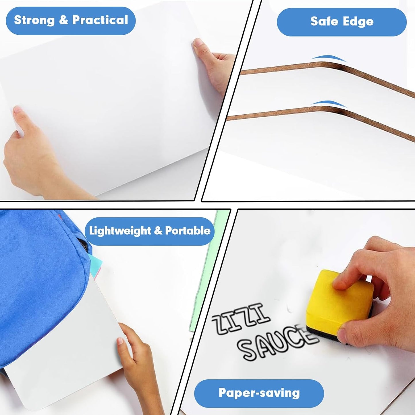 Dry Erase Lapboards, HERKKA 12 Pack Double Sided Small Dry Erase Whiteboards 9 x 12.5 Inch with 12 Erasers, Small Dry Erase Boards for Classroom Teacher Supplies, Personal White Boards for Students