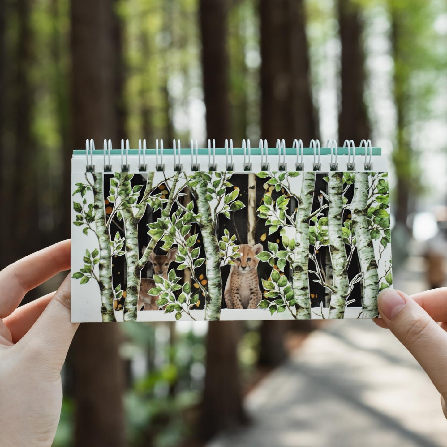 Forest Washi Tape Set, 6 Rolls Tree Landscape Stickers with Clip for Scrapbooking, Journaling and Planner Supplies