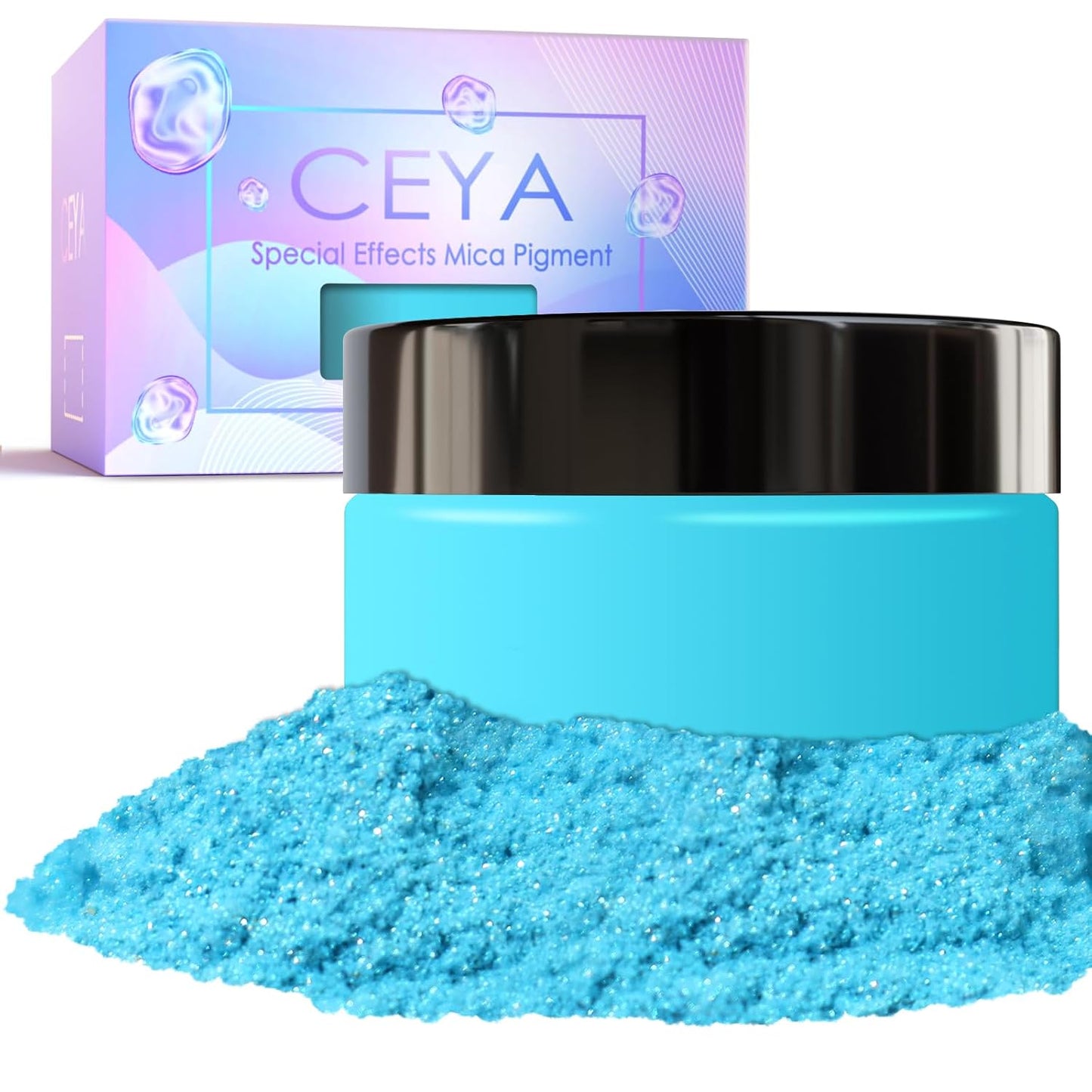 Ceya Highly Interference Mica Powder, 1.8oz/ 50g Turquoise Chrome Nail Powder, Cosmetic Grade Pearlescent Effect Color Shift Pigment for Epoxy Resin, Makeup, Nail Art, Soap Dye, Candle, Slime, Paint