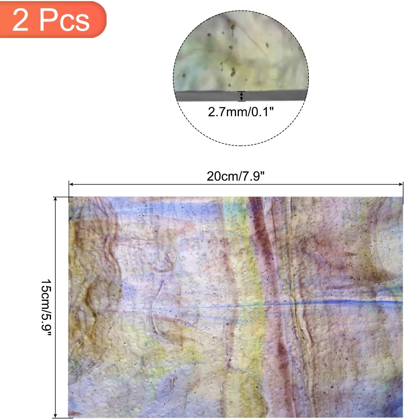 MECCANIXITY 2 Pcs Stained Glass Sheet Mosaic Tile 7.9 Inch x 5.9 Inch Purple Stained Glass Sheets for Crafts DIY Art Project