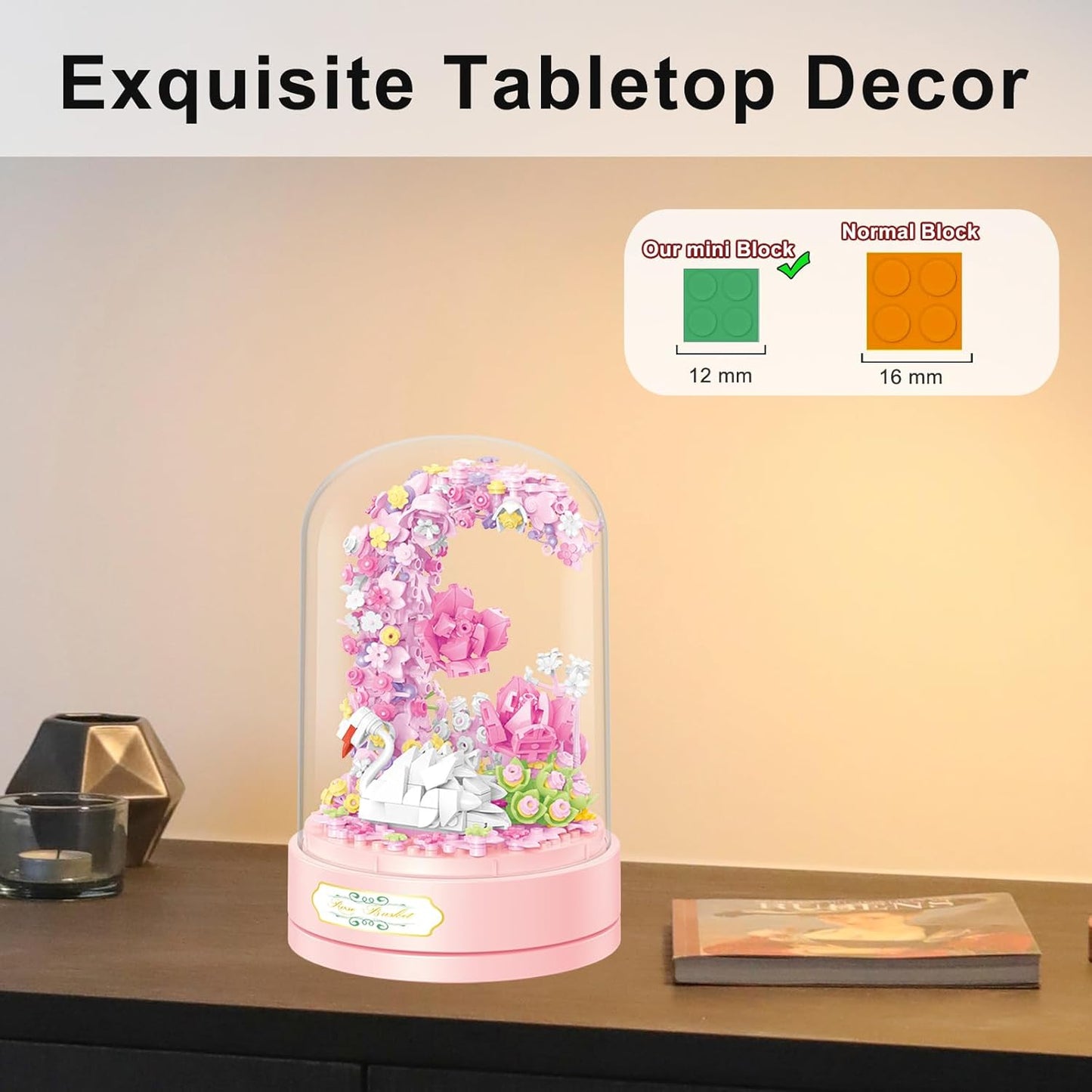 Flower Bouquet Building Set Plants Friends Sets Adults Bonsai Tree Flowers Building Blocks Set Botanical Collection Valentine's Birthday Gift for Girls Mom Women Girlfriend（Swan）