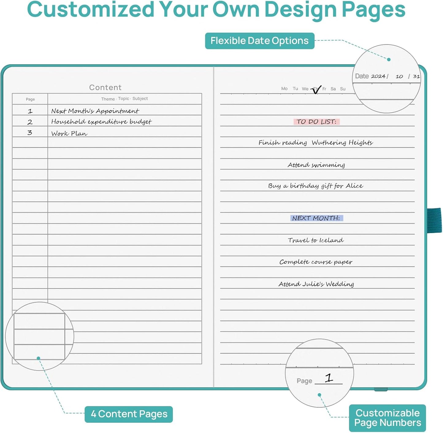 Lined Journal Notebooks for Work, Travel, College, A5 Size 100 GSM Thick Paper, Classic Ruled Journaling Notebook, Hardcover Notepad for Writing 160 Pages, 5.5 x 8.3 inch, Turquoise