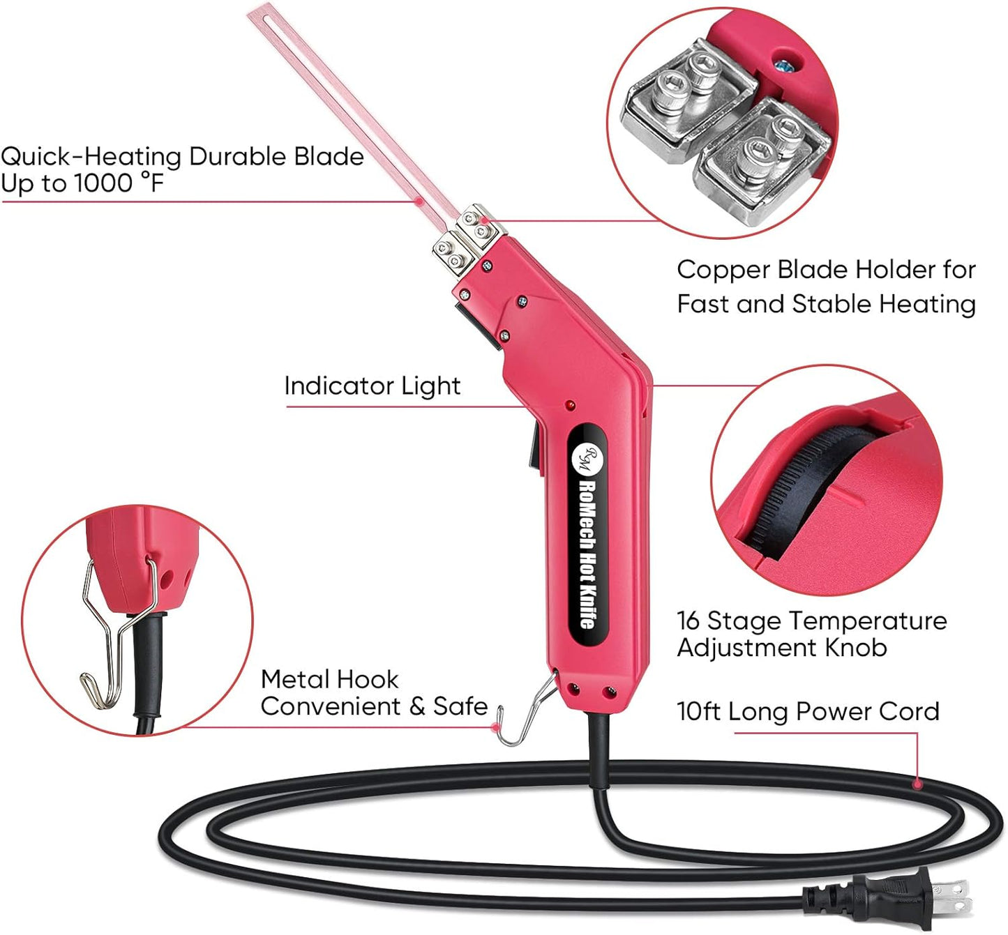 ROMECH Foam Cutter Pro Electric Hot Knife, 200W Styrofoam Cutting Tool Kit- with Heavy-duty Case Blades & Accessories RM-005 (200W)