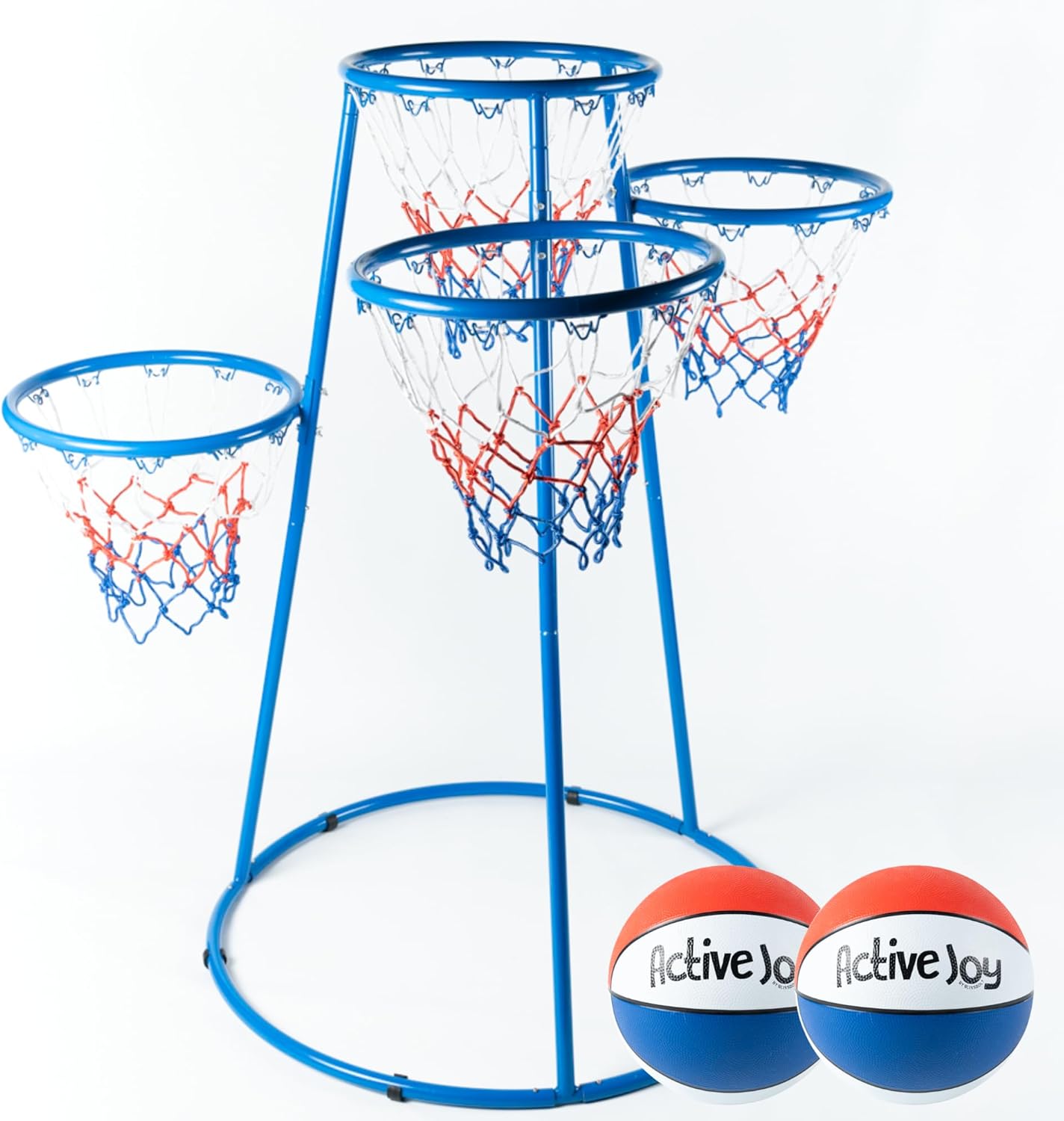 Activejoy- 4 Hoop Basketball Set - Toddler Basketball Hoop Indoor - Outdoor Play Preschool - +3 Years Old Toy. Includes 2 Balls and air Pump