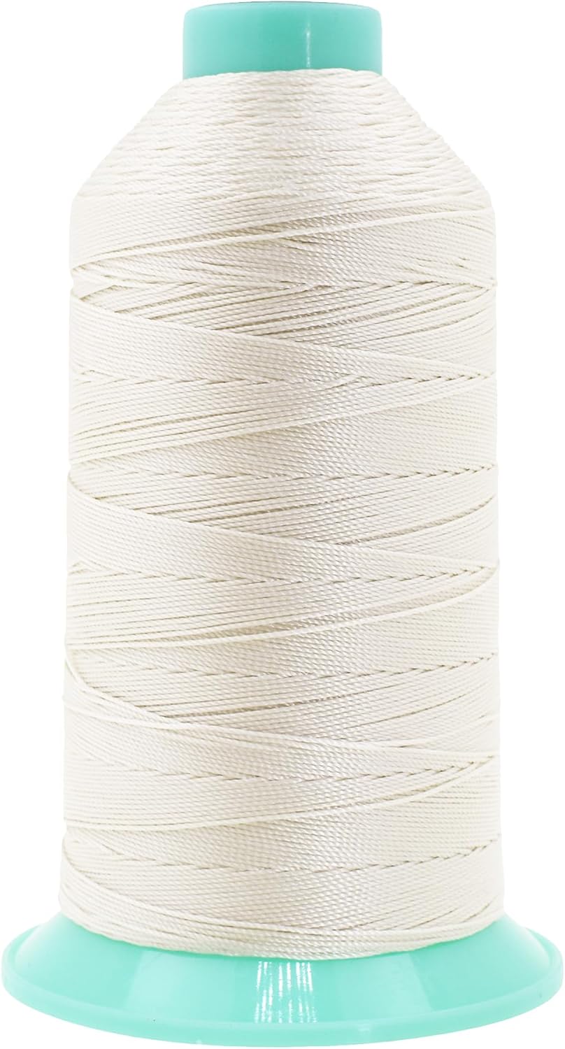 Mandala Crafts Bonded Nylon Thread Off White Heavy Duty Sewing Threads - 800 YDs Size 207 630D T210 Tex 210 Thread for Leather Jeans Weaving Outdoor Marine Upholstery Threads