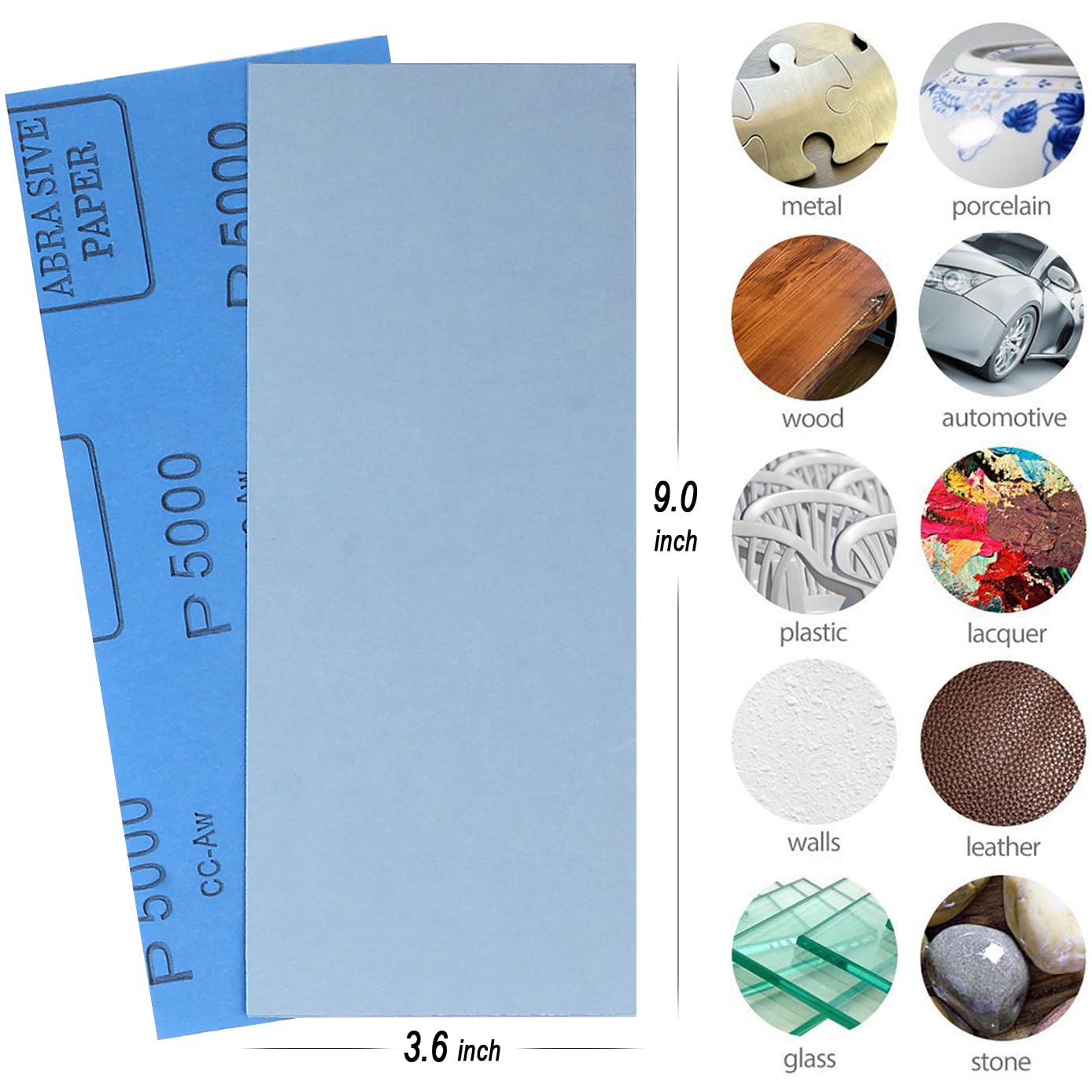 9x3.6 inch Sandpaper, 30 Sheet 5000 Grit Wet and Dry Sand Paper, Fine Precision Abrasive Pads Detail Sander Sheets Paper for Automotive Sanding, Wood Turing Finishing, Metal Furniture Polishing