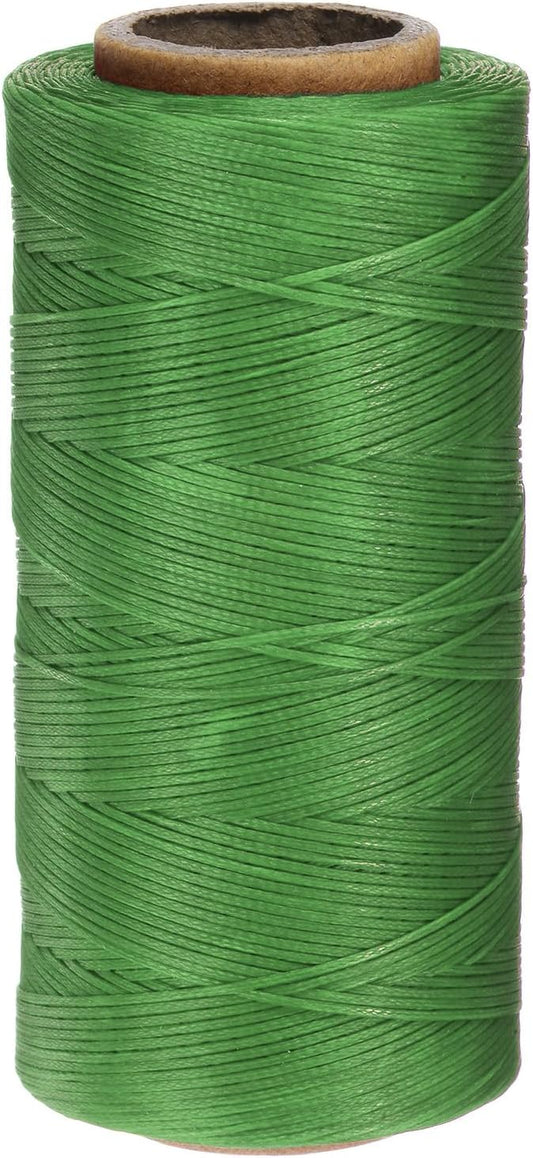 uxcell 150D 0.8mm Flat Waxed Thread 284 Yards Polyester Leather Sewing Waxed String Hand Stitching Waxed Cord for Leather Stitching Sewing Bookbinding DIY Craft Green
