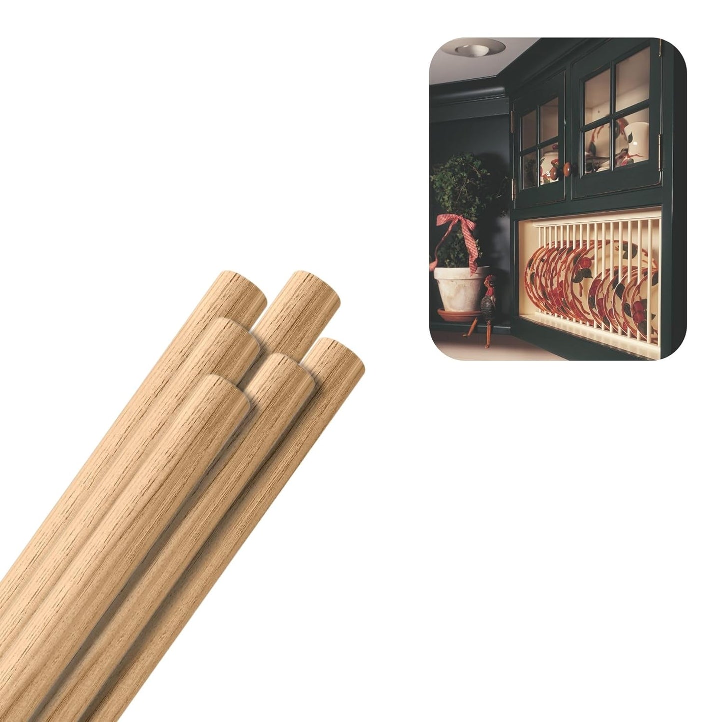 Hardwood Round Dowels (7/8" x 36", Pack of 6) | Variety of Diameters & Wood Species | Unfinished Wooden Dowel Rods for Crafts & DIY Home Projects | Curtain Rod, Macrame Supplies, Moulding, Flagpole