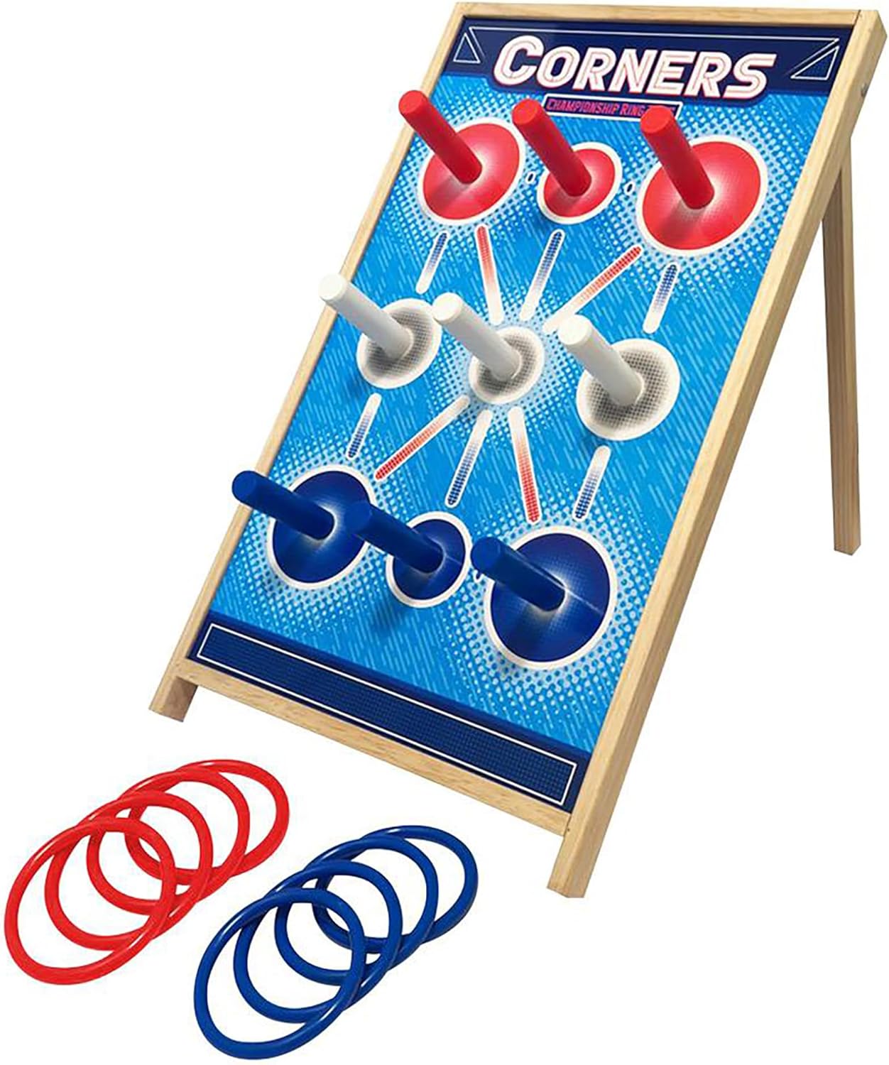 Corners Championship: Ring Toss Reinvented - Yard & Party Game, Wooden Peg Board, Competition Scoring Game, Indoor & Outdoor, Family & Friends Ages 6+