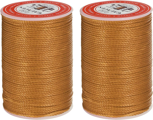 uxcell Round Leather Sewing Waxed Thread, 55m / 60 Yards Polyester Wax String, 0.80mm Wax Stitching Cord for Leather Crafts, Bookbinding, Bracelets Braided, Golden Brown, 2pcs