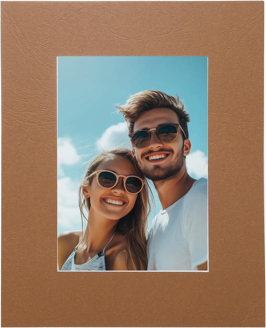 uxcell Picture Mats, 8 x 10 Mat Board Center for 5 x 7 Pictures Acid Free White Core Bevel Cut Frame Mattes with Backing for Display Art Measuring, Dark Brown