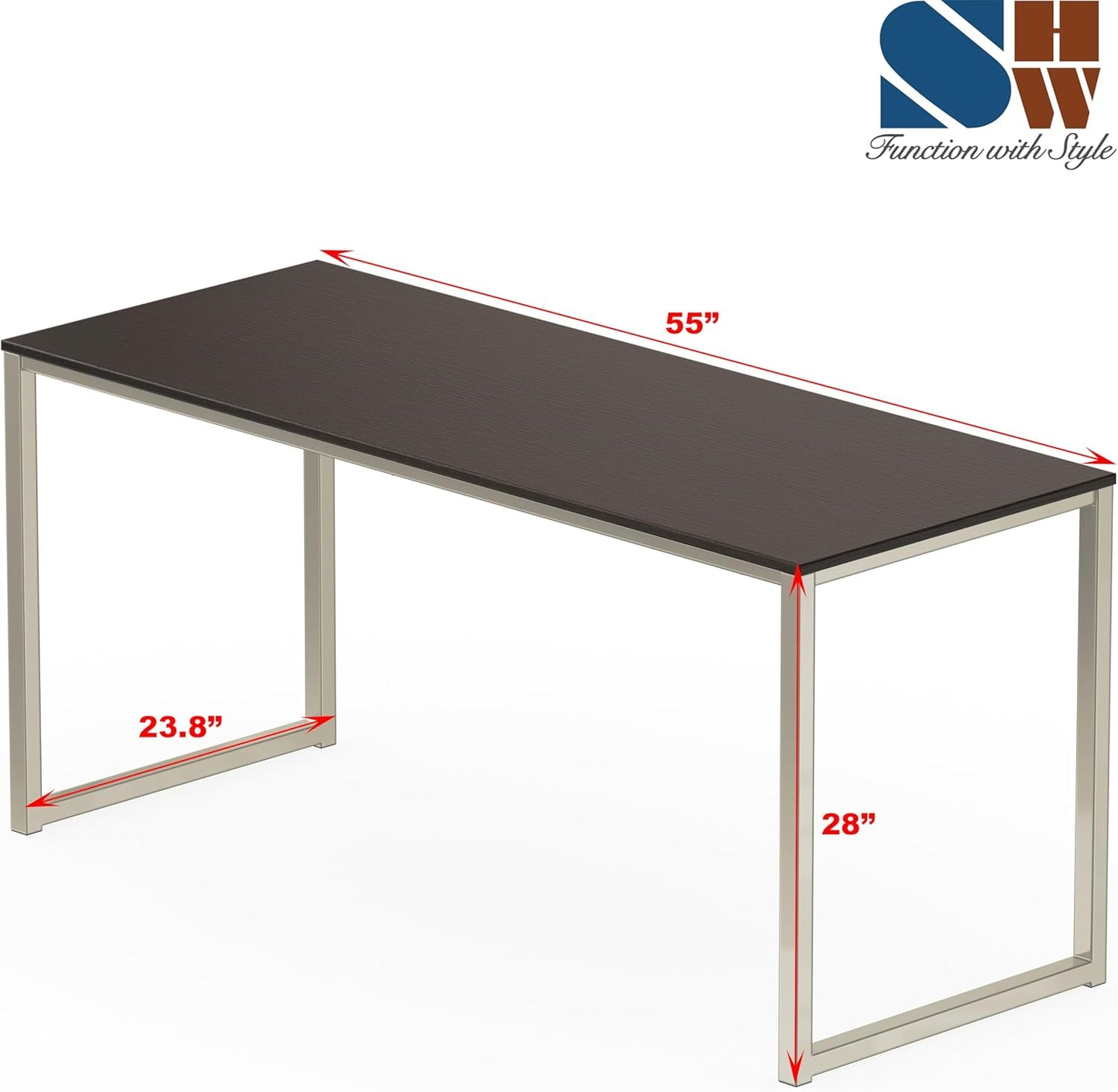 SHW Mission 55-Inch Home Office Computer Desk, Espresso