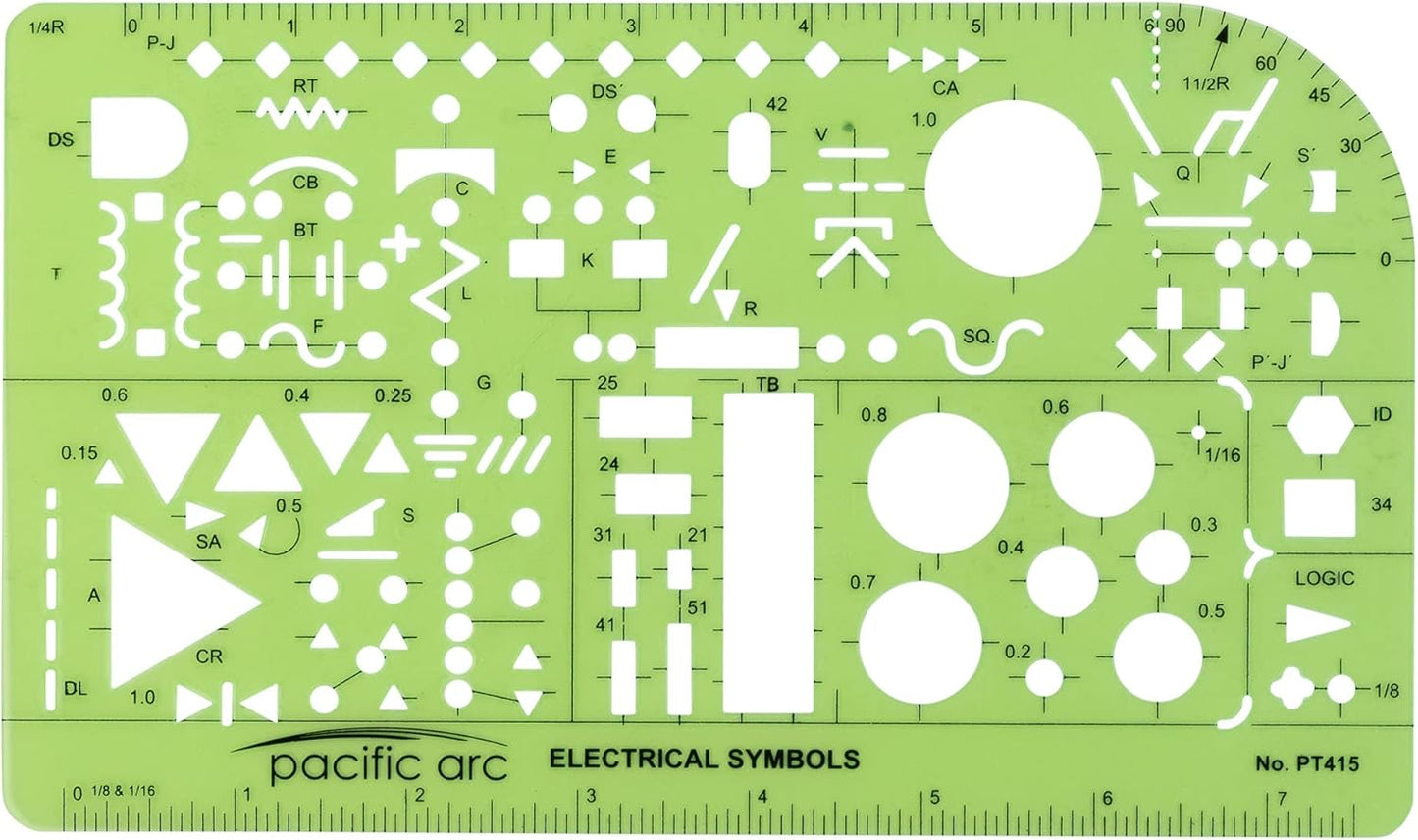 Pacific Arc Template: Electrical Symbols, 135 Openings 5.25" x 8.25"