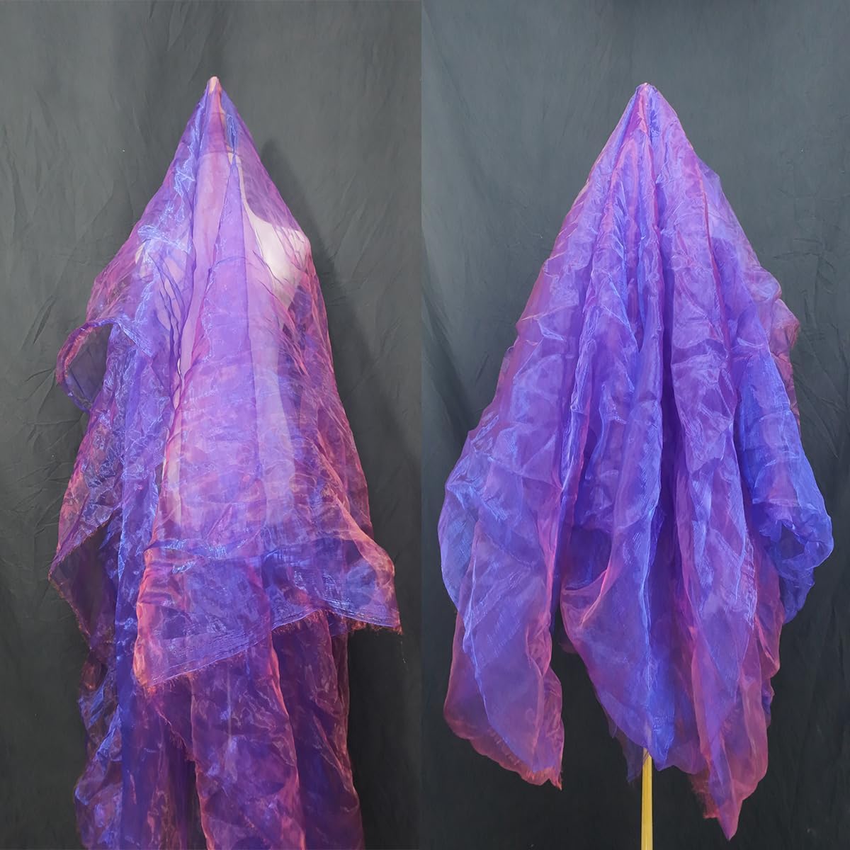 Two-Tone Iridescent Holographic Organza Fabric - 5.5 Yards | Lightweight Sheer Gauze Voile Tulle | for Dresses, Party Decor, DIY Crafts, Shiny Backdrops(Sapphire red)
