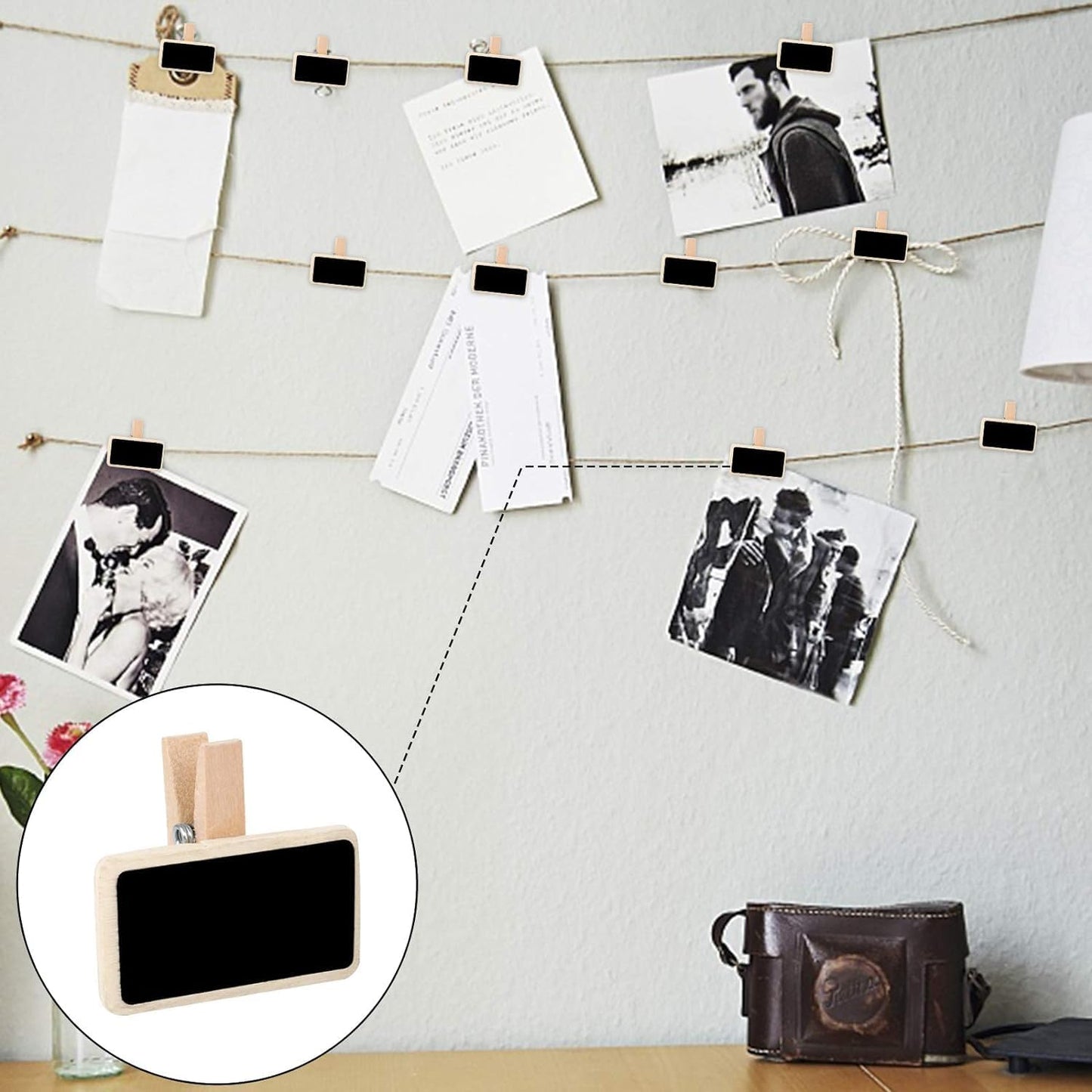 50Pcs Labels with Clips Mini Chalkboard Signs with Clip, Chalk Labels for Baskets Stocking Labels Small Chalkboard Sign for Note, Label Signs, Party Food Labels for Party Buffet (2.37x1.89inch)