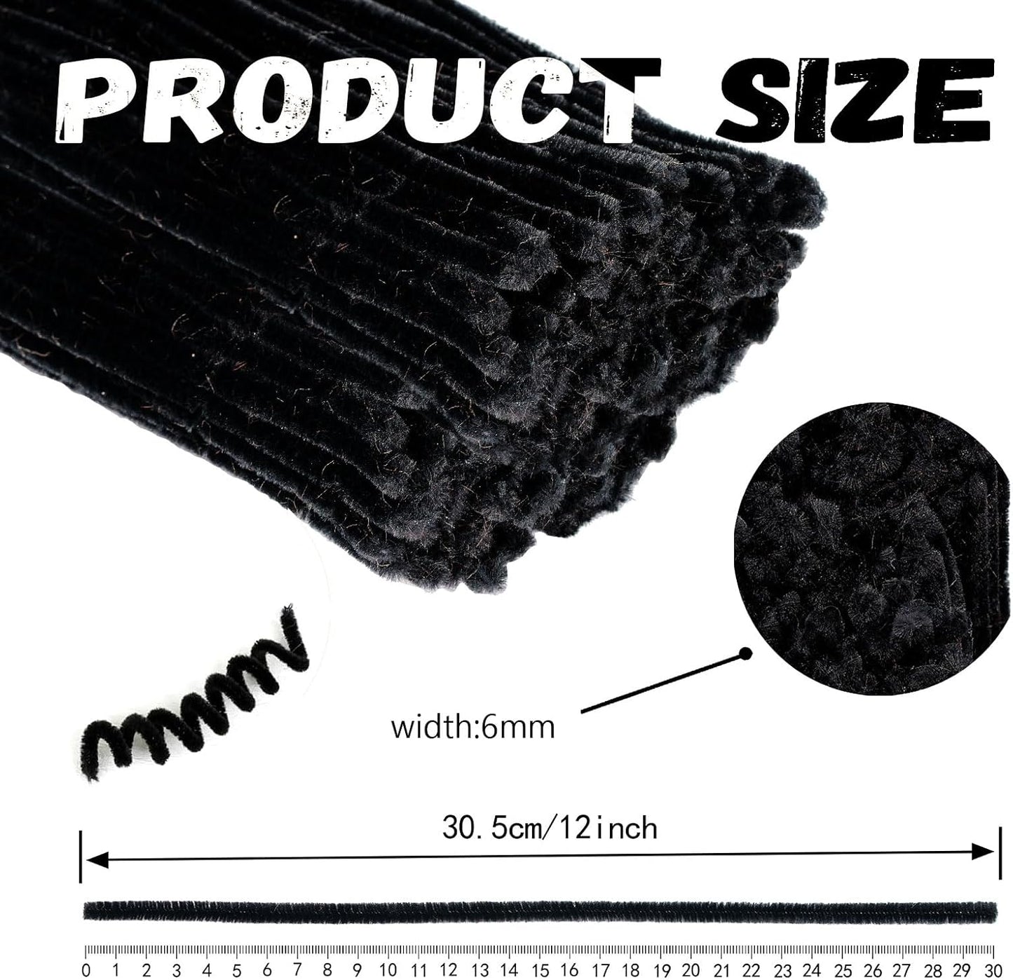 Black Pipe Cleaners for Crafts,200PCS Chenille Stems,Craft Supplies,Halloween Crafts for Kids,DIY Decor Ccrafts for Adults,Kids Games Toys for Ages 8-13,Christmas Birthday Gift,Craft Sticks