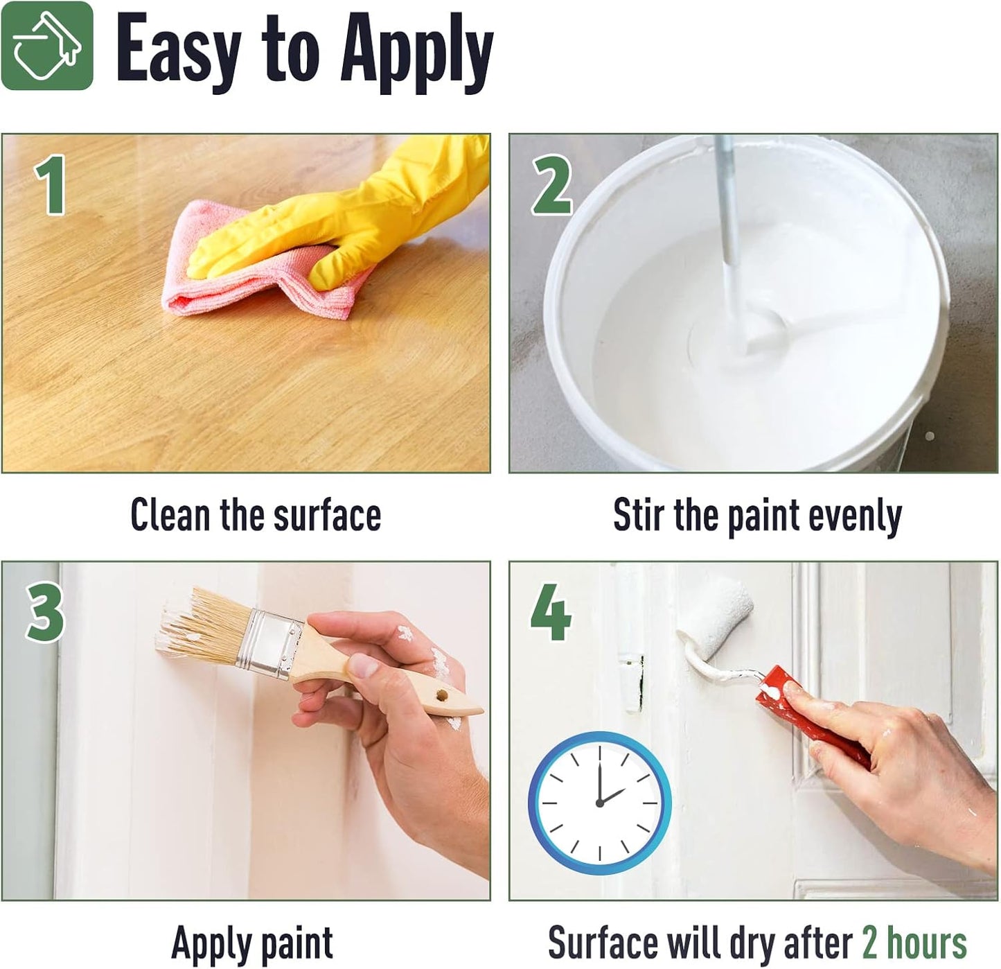 DWIL Matte Finish Furniture Paint - 32 Oz Wood Paint for Cabinets, Doors, Tables, and Dressers Refinishing - Water-Based, Non-Toxic & Odorless, Easy to Apply(Organza Green)-With Tools