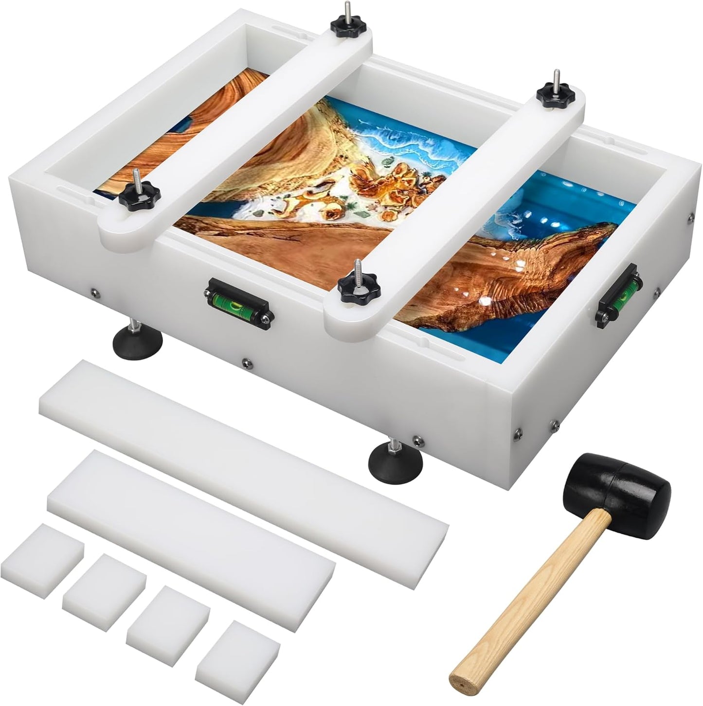 Large Reusable Epoxy Resin Mold 16×10×3 Adjustable Clamping System – Ideal Resin Molds for Coffee Tables, Trays, Cutting Boards & DIY Projects
