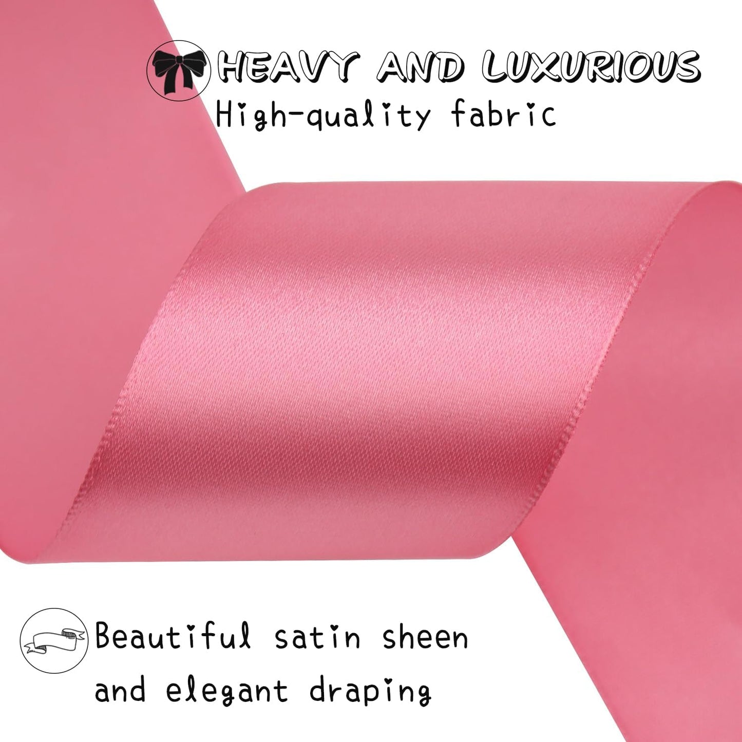 Rose Gold Solid Satin Ribbon 2 Inch 25 Yards Solid Polyester Fabric Ribbon for Gift Wrapping Wedding Christmas Baby Shower Birthday Party Decoration Handmade Immortal Flower Craft