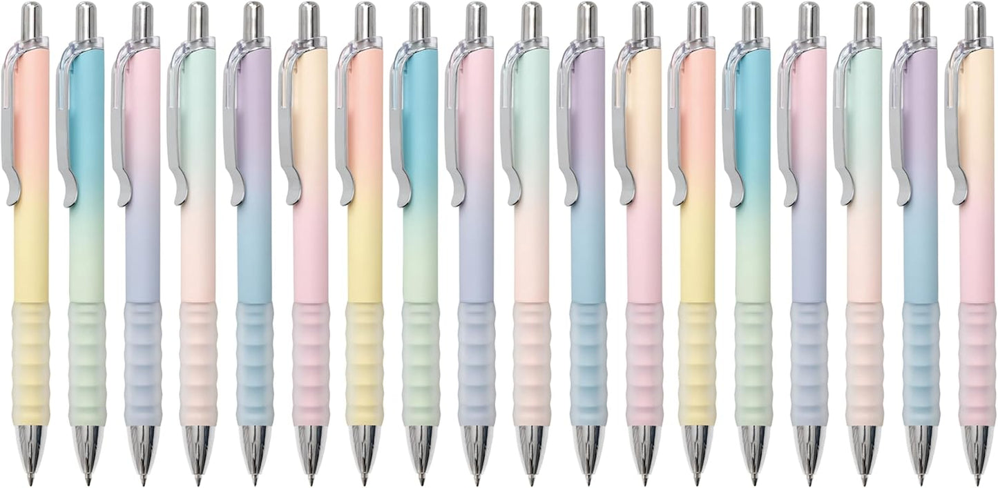 Gel Pens Fine Point 0.7mm Black Ink Gel Pen Retractable Cute Pens for Smooth Writing School Office Supplies, Pack of 18