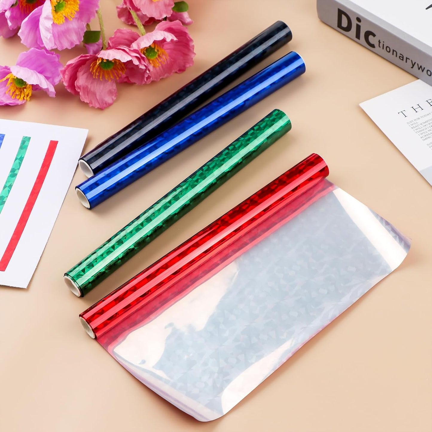 CYFUN DESIGN Transfer Foil Rolls Kit for Foil Transfer, 6 Assorted Colors, 5in x 9.84ft Long, Hot Stamping Machine,DIY Scrapbooking Cardstock Decor