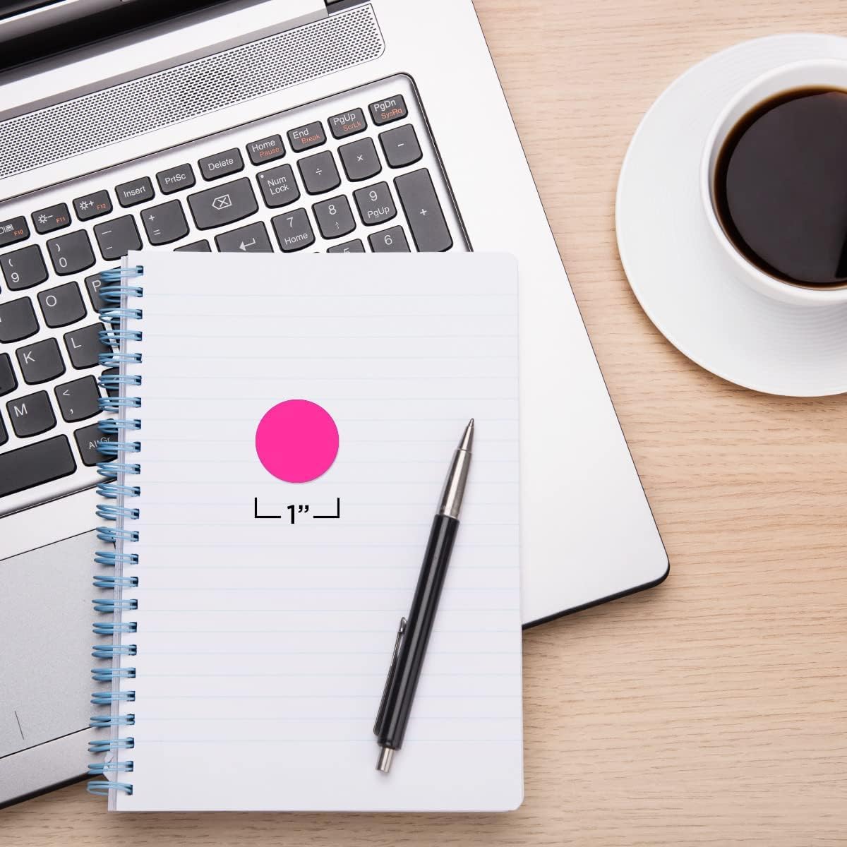 ChromaLabel 1 Inch Circle Sticker Labels, High Visibility Round Colored Stickers, Removable Sticky Dots - 1000 Dot Labels per Dispenser Box, Fluorescent Pink Stickers - Case of 5